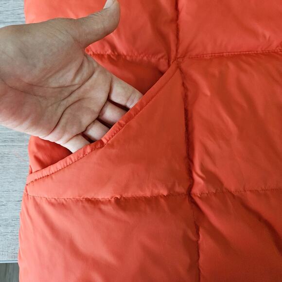 Lands End Down Puffer Vest Snap Orange Womens Size XL 18-20 Outerwear Gorpcore - Picture 6 of 12